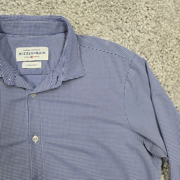 Mizzen Main Shirt Mens‎ XL Blue Check Spinnaker Trim Fit Stretch Long Sleeve - Picture 4 of 12